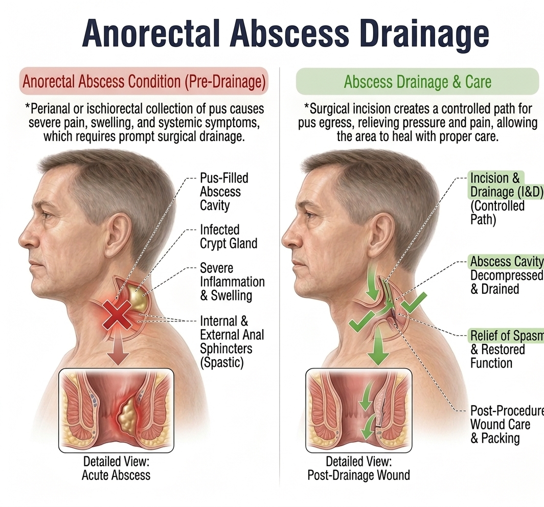 Anorectal Abscess Drainage — anatomy diagram
